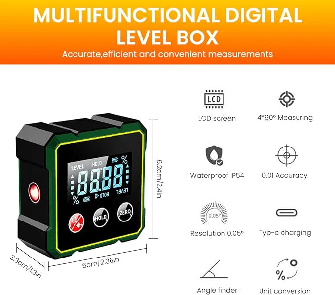 RECHARGEABLE MAGNETIC DIGITAL ANGLE FINDER & LEVEL GAUGE