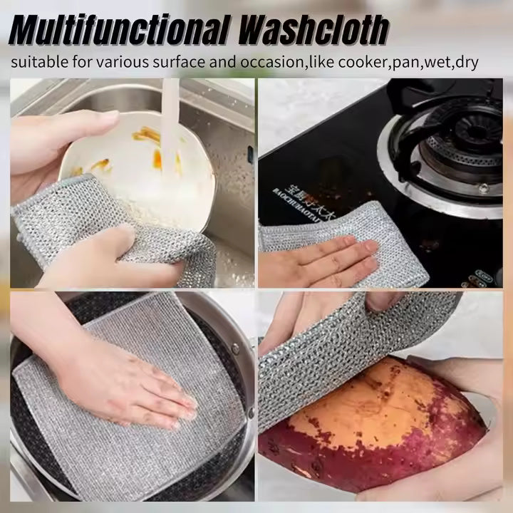 5 X DOUBLE LAYER WIRE DISHCLOTHS