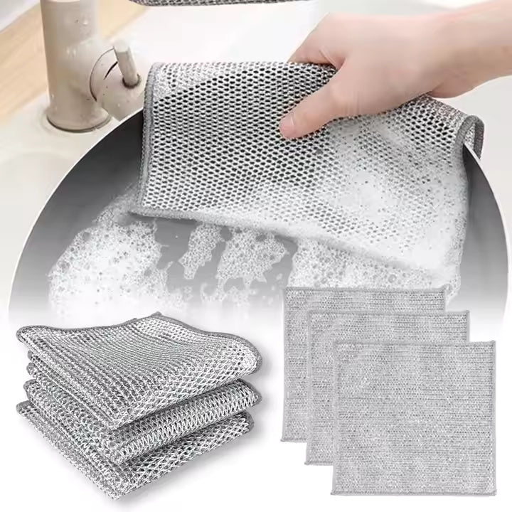5 X DOUBLE LAYER WIRE DISHCLOTHS