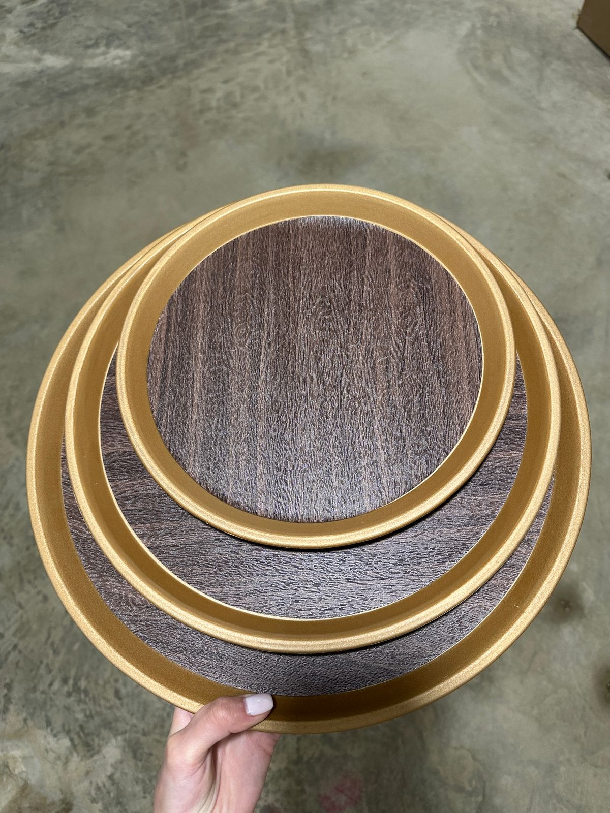 🍂 Round Wood-Look Serving Tray Set (3Peices : 30-35-40 CM)